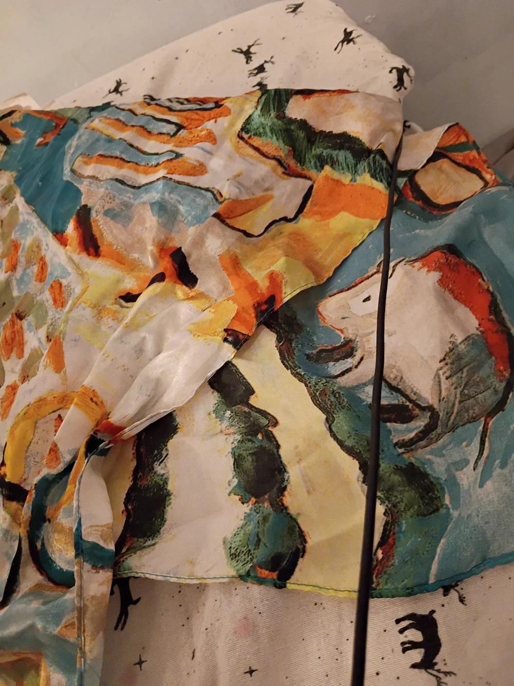 Colorful Native AmericanPrinted Home Accent Fabric - Silk Scarf